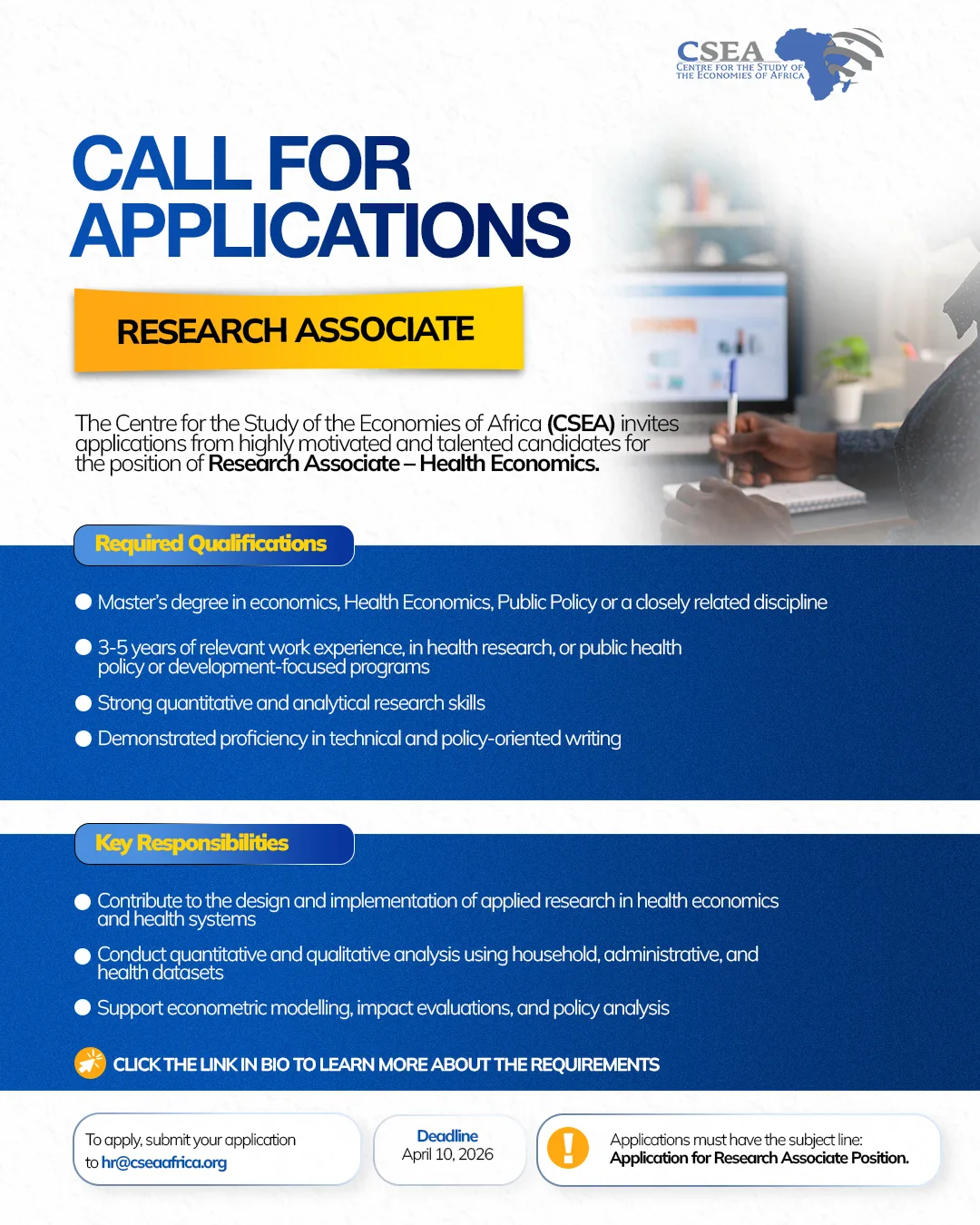 Call For Applications March 2026: Research Associate