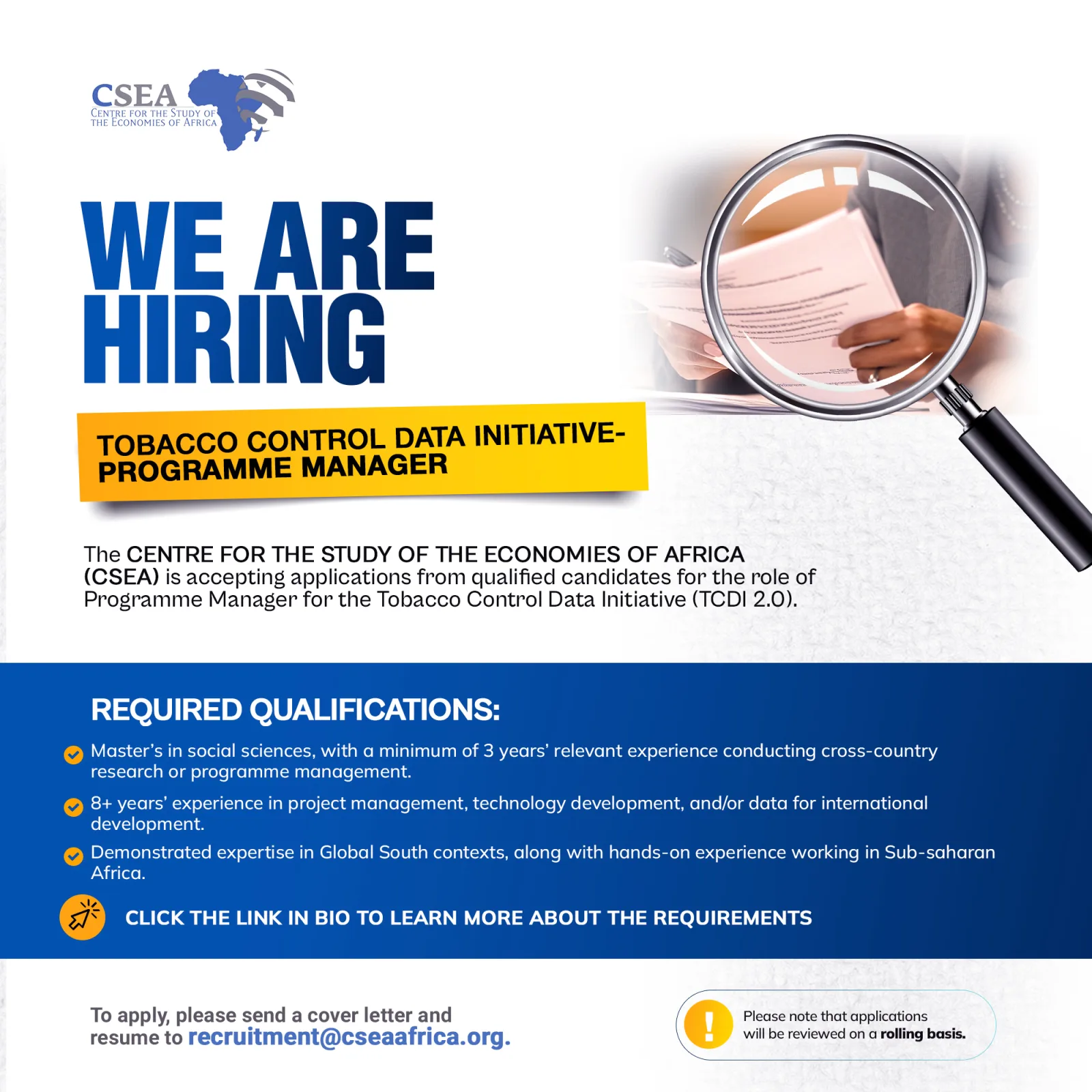 Tobacco Control Data Initiative- Programme Manager