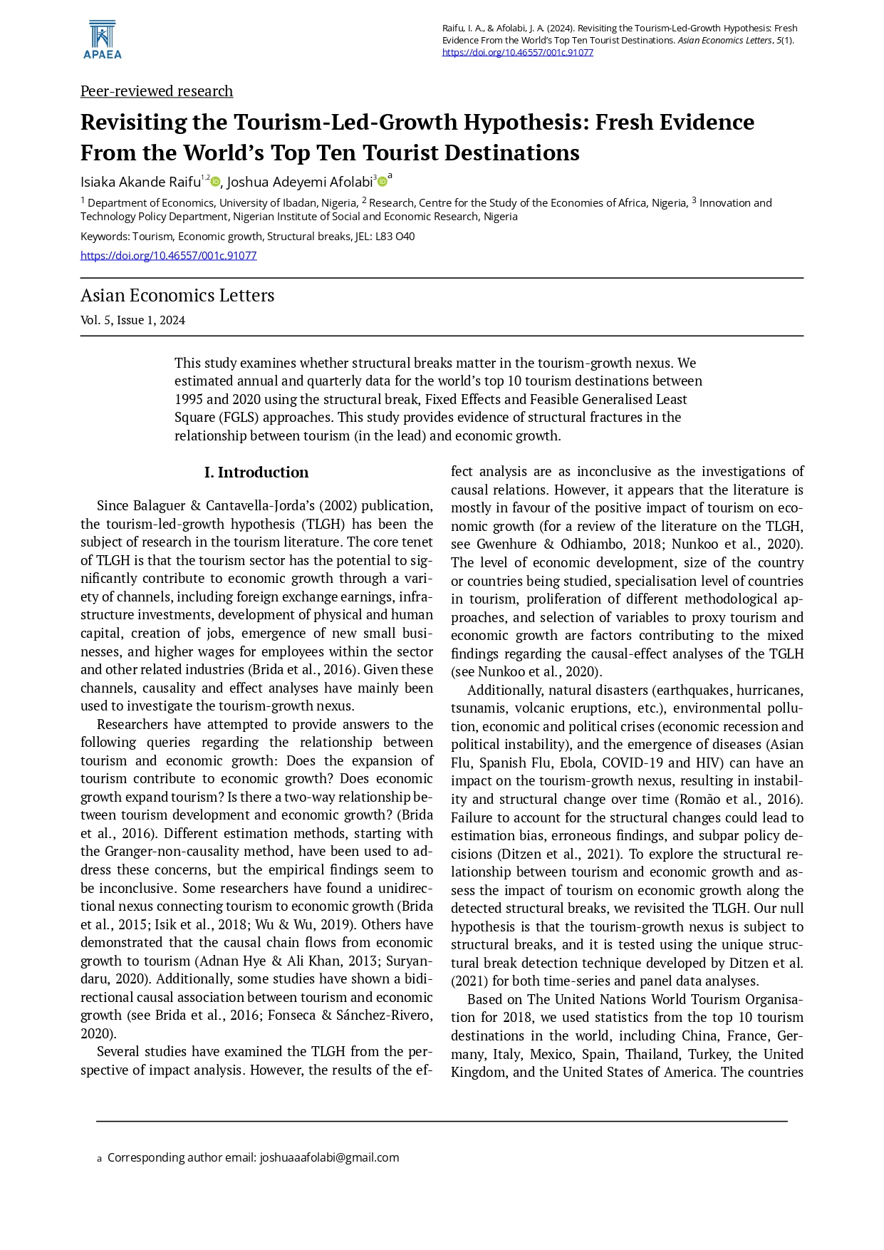 Is Tourism-Led-Growth Hypothesis Valid in the Presence of Structural Breaks? Evidence from DKW’s Panel Structural Break Method