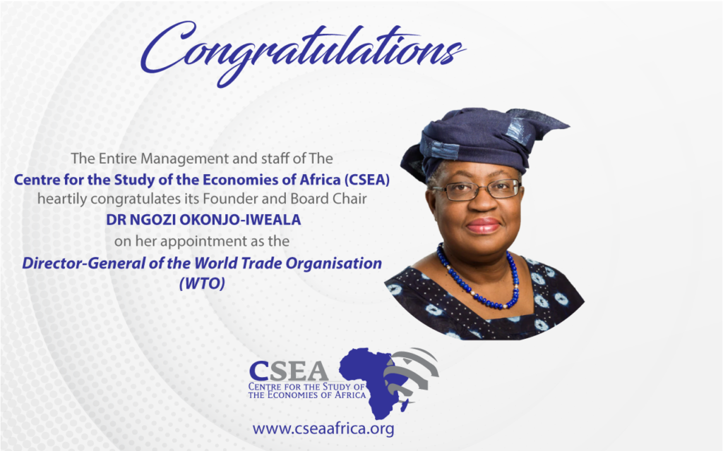 CSEA Board Chair appointed as the Director-General of the World Trade Organisation