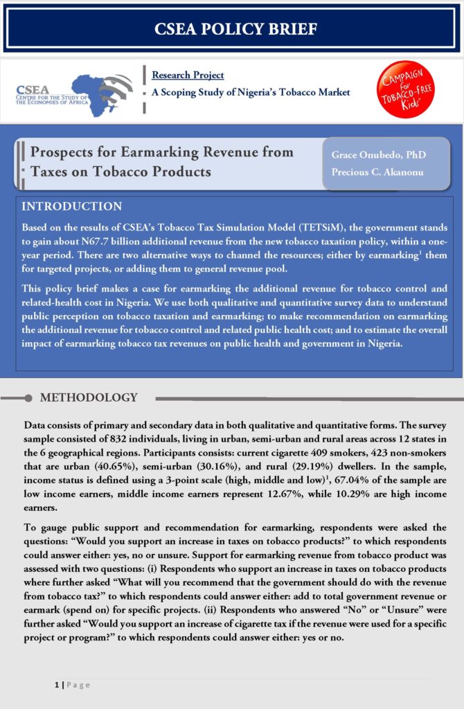 Prospects for Earmarking Revenue from Tobacco Taxes