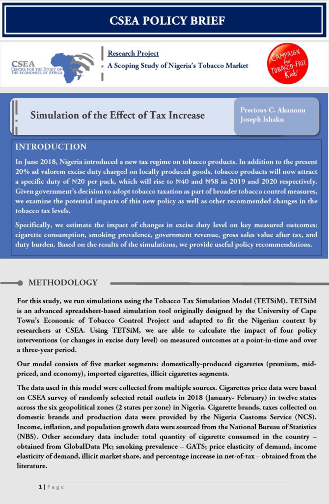 Simulation of the Effect of Tax Increase