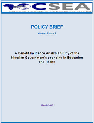 Benefit Incidence Analysis Of Education And Health Spending In Nigeria