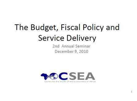 The Budget, Fiscal Policy And Service Delivery