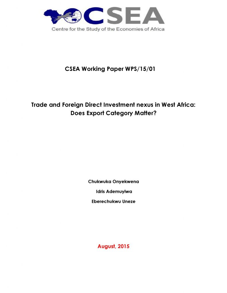 Trade And Foreign Direct Investment Nexus In West Africa: Does Export Category Matter?