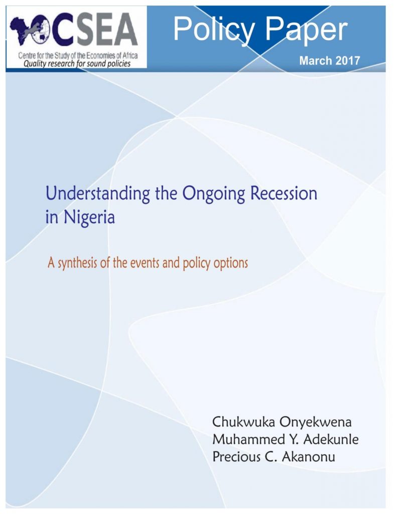 Understanding The Ongoing Recession In Nigeria:A Synthesis Of The Events And Policy Options