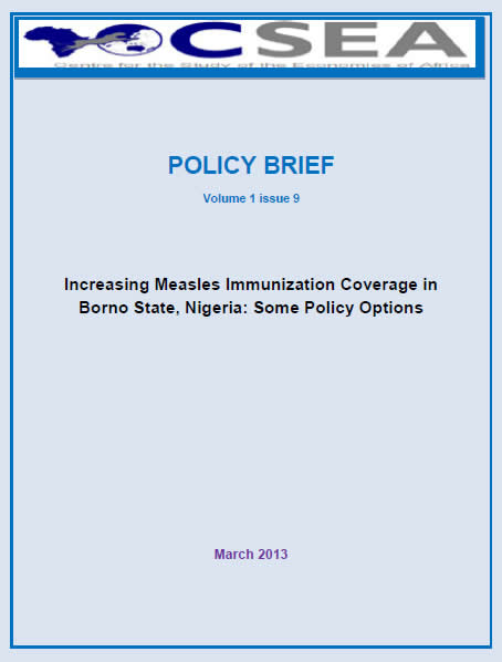 Increasing Measles Immunization Coverage In Borno State Nigeria: Some Policy Options